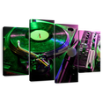 thumbnail image 1 of Elephant Stock Record Player Wall Art - Horizontal Multi Panel Canvas - Living Room Wall Decor - Music Multi Panel - Green And Pink Decor - 84" x 54", 1 of 8