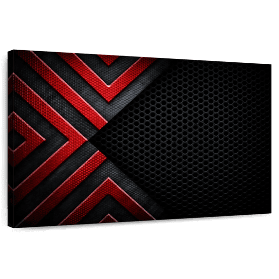 Elephant Stock Red Black Abstract Wall Art - Horizontal Canvas Wall Art - Living Room Wall Decor - Abstract Canvas - Black And Red Decor - 24" x 16"