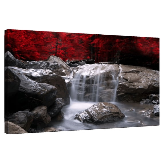 Elephant Stock Red Forest Waterfall Wall Art - Horizontal Canvas Wall Art - Living Room Wall Decor - Photography Nature Canvas - Brown And Red Decor - 12" x 8"
