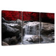 thumbnail image 1 of Elephant Stock Red Forest Waterfall Wall Art - Horizontal Multi Panel Canvas - Living Room Wall Decor - Nature Multi Panel - Brown And Red Decor - 74" x 48", 1 of 8