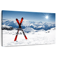 thumbnail image 1 of Elephant Stock Red Skis Wall Art - Horizontal Canvas Wall Art - Living Room Wall Decor - Sports Canvas - Blue And White Decor - 48" x 32", 1 of 8