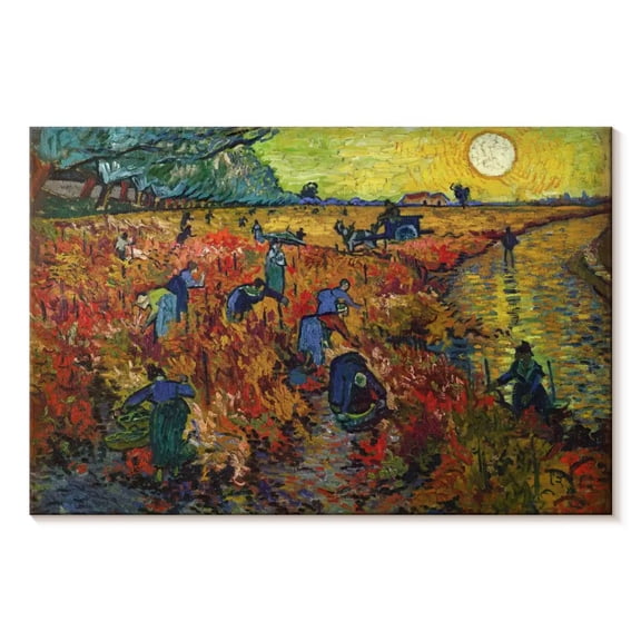 Elephant Stock Red Vineyards At Arles Wall Art - Horizontal Canvas Wall Art - Living Room Wall Decor - Nature Canvas - Brown And Red Decor By Vincent Van Gogh - 12" x 8"