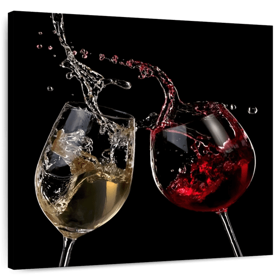 Elephant Stock Red And White Wine Splash Wall Art - Square Canvas Wall Art - Dining Room Wall Decor - Food And Drink Canvas - Black And Gold Decor - 24" x 24"