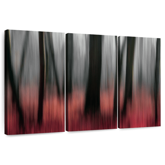 Elephant Stock Red Wood Wall Art - Horizontal Multi Panel Canvas - Living Room Wall Decor - Nature Multi Panel - Pink And Red Decor By Gilbert Claes - 74" x 48"