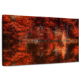 thumbnail image 1 of Elephant Stock Reflection Of Autumn Wall Art - Horizontal Canvas Wall Art - Living Room Wall Decor - Nature Canvas - Red And Brown Decor - 48" x 32", 1 of 8