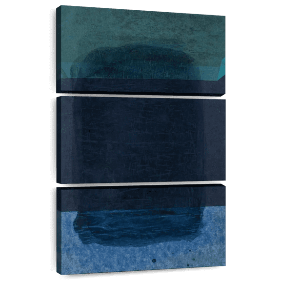 Elephant Stock Remembering Rothko Ii Wall Art - Vertical Multi Panel Canvas - Living Room Wall Decor - Abstract Multi Panel - Blue And Teal Decor By Rob Delamater - 28" x 45"