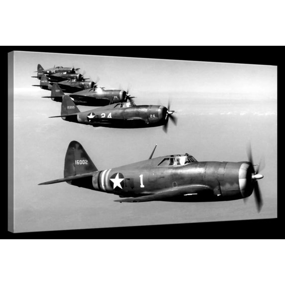 Elephant Stock Republic P-47 Thunderbolt Airplanes Wall Art - Horizontal Canvas Wall Art - Living Room Wall Decor - Photography Transportation Canvas - Gray And Decor - 45" x 30"