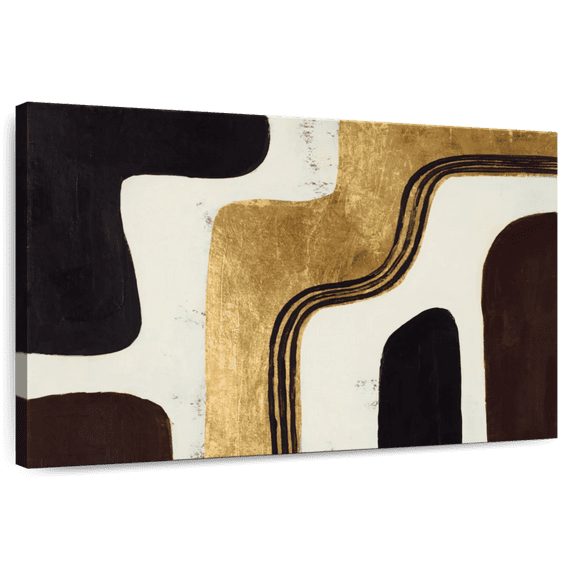 Elephant Stock Retro Africa Wall Art - Horizontal Canvas Wall Art - Living Room Wall Decor - Abstract Canvas - Brown And Gold Decor By Patricia Pinto - 39" x 26"
