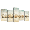 thumbnail image 1 of Elephant Stock Roaming Horses Wall Art - Horizontal Multi Panel Canvas - Living Room Wall Decor - Animal Multi Panel - Blue And Brown Decor By Ynon Mabat - 80" x 40", 1 of 8