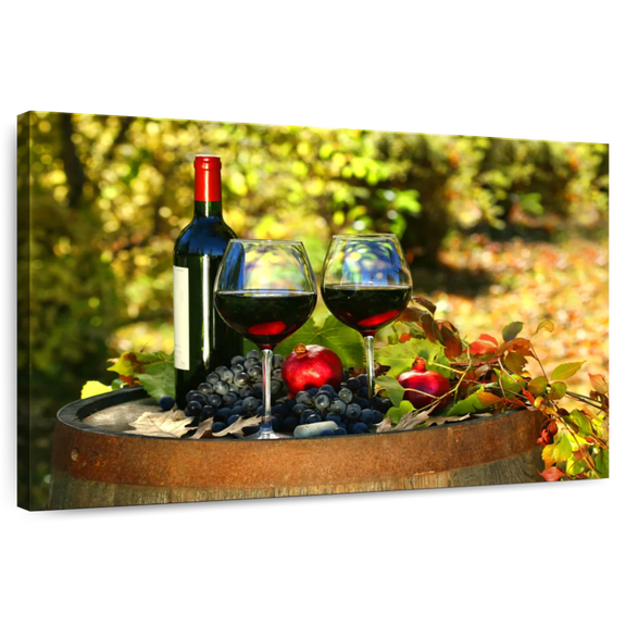 Elephant Stock Robust Red Wine Wall Art - Horizontal Canvas Wall Art - Living Room Wall Decor - Food And Drink Canvas - Yellow And Red Decor - 12" x 8"