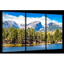 Elephant Stock Rocky Mountain Colorado Wall Art - Horizontal Multi Panel Canvas - 3 Pieceliving Room Wall Decor - Photography Nature Multi Panel - Blue And Green Decor - 23" x 14"