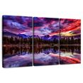thumbnail image 1 of Elephant Stock Rocky Mountain Reflection Wall Art - Horizontal Multi Panel Canvas - 3 Pieceliving Room Wall Decor - Photography Nature Multi Panel - Blue And Red Decor - 65" x 42", 1 of 8