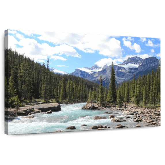 Elephant Stock Rocky Mountains River Wall Art - Horizontal Canvas Wall Art - Living Room Wall Decor - Nature Canvas - Green And White Decor - 51" x 34"