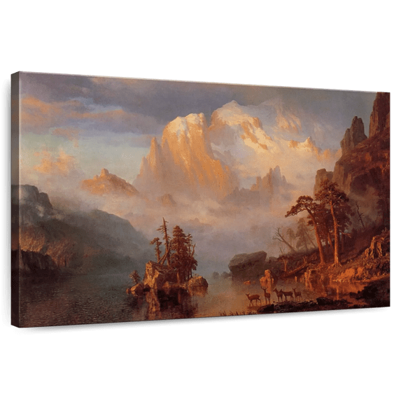 Elephant Stock The Rocky Mountains Wall Art - Horizontal Canvas Wall Art - Living Room Wall Decor - Nature Canvas - Gray And Brown Decor By Albert Bierstadt - 36" x 24"