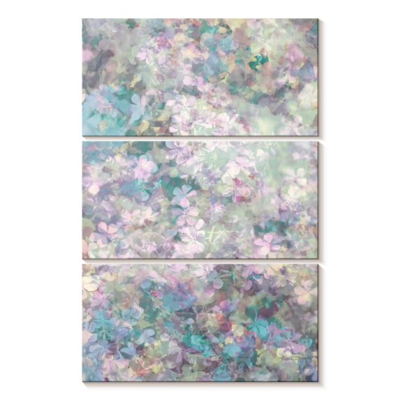 Elephant Stock Romantic Blooms In Lilac Aqua Wall Art - Vertical Multi Panel Canvas - Living Room Wall Decor - Floral And Botanical Multi Panel - Purple And Pink Decor By Renee Stramel - 42" x 65"