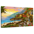 thumbnail image 1 of Elephant Stock Romantic Island Sunset Wall Art - Horizontal Canvas Wall Art - Living Room Wall Decor - Beach Canvas - Green And Yellow Decor By Dominic Davison - 12" x 8", 1 of 8