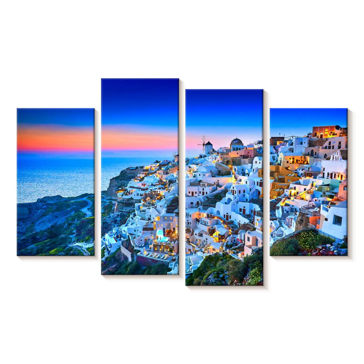 Elephant Stock Romantic Santorini Sunset Wall Art - Horizontal Multi ...