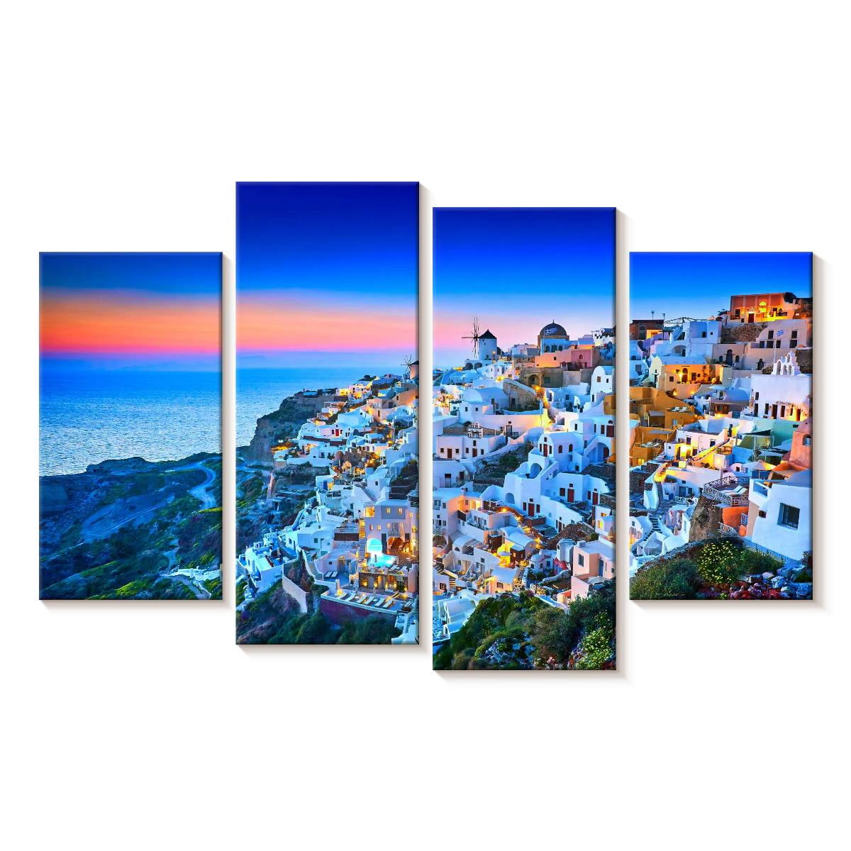 Elephant Stock Romantic Santorini Sunset Wall Art - Horizontal Multi ...