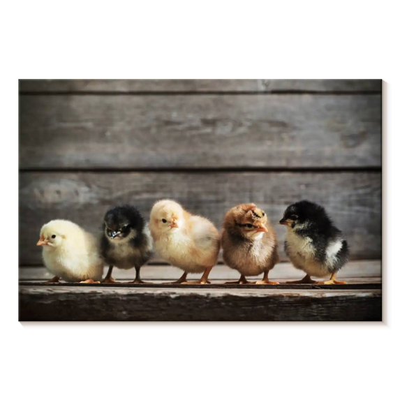 Elephant Stock Row Of Chicks Wall Art - Horizontal Canvas Wall Art - Living Room Wall Decor - Animal Canvas - Gray And Beige Decor - 51" x 34"