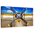 thumbnail image 1 of Elephant Stock Runway Biplane Wall Art - Horizontal Multi Panel Canvas - Living Room Wall Decor - Transportation Multi Panel - Yellow And Gray Decor - 45" x 28", 1 of 8
