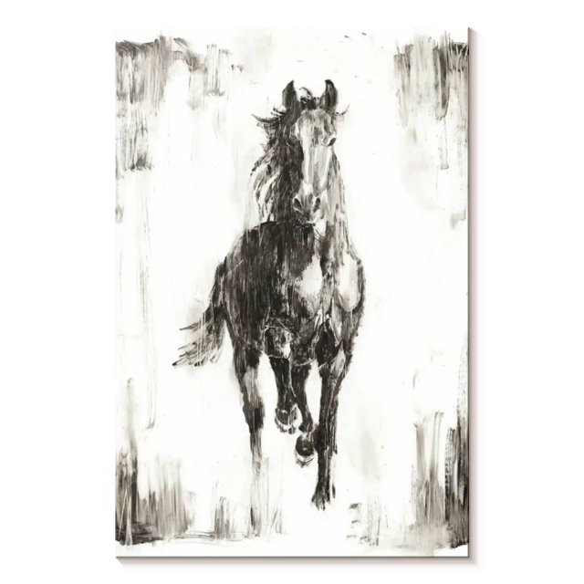 Elephant Stock Rustic Black Stallion I Wall Art - Vertical Canvas Wall Art - Living Room Wall Decor - Animal Canvas - Black And Gray Decor By Ethan Harper - 20" x 30"