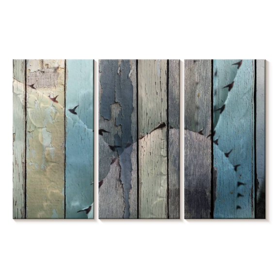Elephant Stock Rustic Cactus Wall Art - Horizontal Multi Panel Canvas - Living Room Wall Decor - Floral And Botanical Multi Panel - Blue And Beige Decor - 57" x 36"