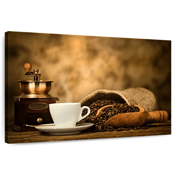 Elephant Stock Rustic Coffee Wall Art - Horizontal Canvas Wall Art - Living Room Wall Decor - Food And Drink Canvas - White And Brown Decor - 12" x 8"