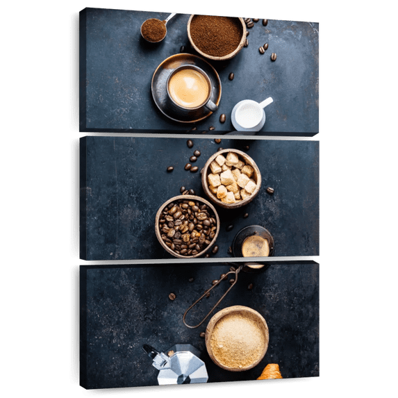 Elephant Stock Rustic Kitchen Coffee Wall Art - Vertical Multi Panel Canvas - Kitchen Wall Decor - Food And Drink Multi Panel - Brown And Gray Decor - 36" x 57"