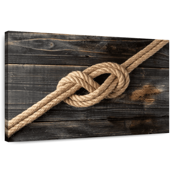 Elephant Stock Rustic Knot Wall Art - Horizontal Canvas Wall Art - Living Room Wall Decor - Nautical Canvas - Gray And Brown Decor - 39" x 26"