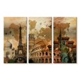 thumbnail image 1 of Elephant Stock Rustic Landmark World Map Wall Art - Horizontal Multi Panel Canvas - Living Room Wall Decor - Hobbies And Lifestyle Multi Panel - Brown And Orange Decor - 23" x 14", 1 of 4