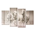 thumbnail image 1 of Elephant Stock Rustic White Horses Wall Art - Horizontal Multi Panel Canvas - Living Room Wall Decor - Animal Multi Panel - Beige And Brown Decor - 52" x 32", 1 of 4