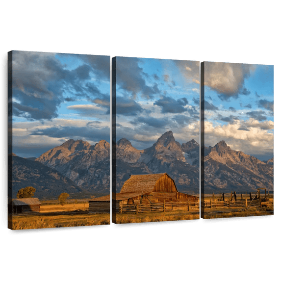 Elephant Stock Rustic Wyoming Wall Art - Horizontal Multi Panel Canvas - Living Room Wall Decor - Nature Multi Panel - Brown And Gray Decor By Darren White Photography - 74" x 48"