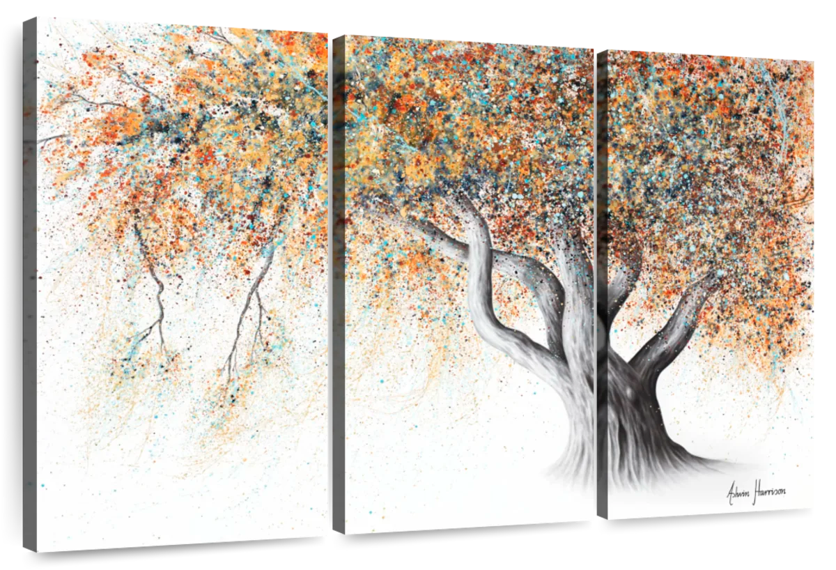 Elephant Stock Rusty Autumn Tree Wall Art - Horizontal Multi Panel ...