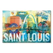 Elephant Stock Saint Louis City Landmarks Grunge Wall Art - Horizontal Canvas Wall Art - Living Room Wall Decor - Places Canvas - Beige And Gray Decor - 12" x 8"