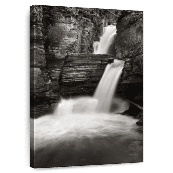 Elephant Stock Saint Mary's Falls Wall Art - Vertical Canvas Wall Art - Living Room Wall Decor - Nature Canvas - Gray And Black Decor By Alan Majchrowicz - 24" x 36"