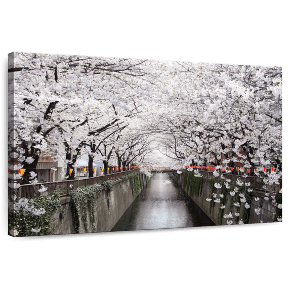 Elephant Stock Sakura Passage Wall Art - Horizontal Canvas Wall Art - Living Room Wall Decor - Floral And Botanical Canvas - Brown And Green Decor - 12" x 8"