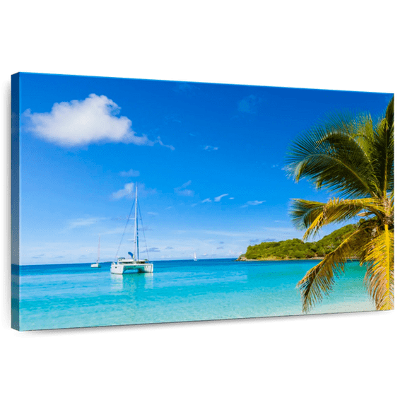 Elephant Stock Salt Whistle Bay Seascape Wall Art - Horizontal Canvas Wall Art - Living Room Wall Decor - Beach Canvas - Blue And Green Decor - 12" x 8"