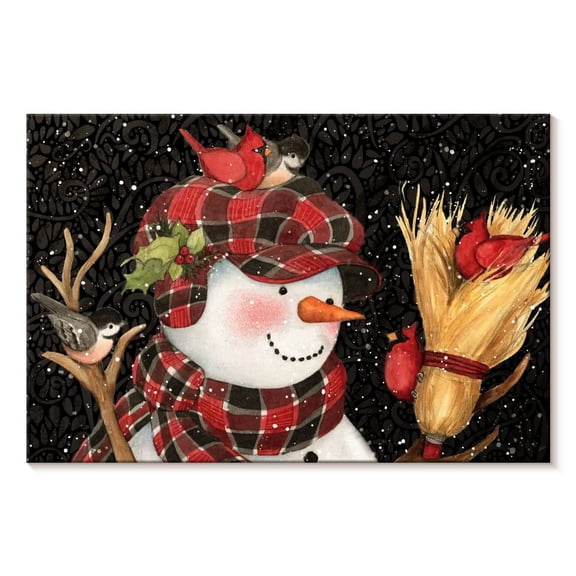 Elephant Stock Sam Snowman Wall Art - Horizontal Canvas Wall Art - Living Room Wall Decor - Holiday Canvas - White And Red Decor By Susan Winget - 12" x 8"