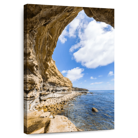 Elephant Stock San Diego Sunset Cliffs Cave Wall Art - Vertical Canvas Wall Art - Living Room Wall Decor - Beach Canvas - Blue And White Decor By Melanie Viola - 34" x 51"