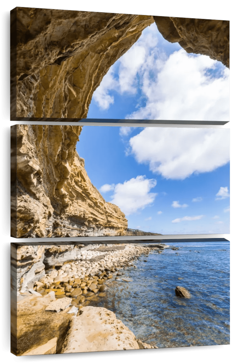 Elephant Stock San Diego Sunset Cliffs Cave Wall Art Vertical Multi Panel Canvas Living Room