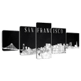thumbnail image 1 of Elephant Stock San Francisco Skyline Bw Wall Art - Horizontal Multi Panel Canvas - Living Room Wall Decor - City Multi Panel - Black And White Decor - 74" x 34", 1 of 8
