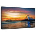 thumbnail image 1 of Elephant Stock Santa Monica Pier Sunset Wall Art - Horizontal Canvas Wall Art - Living Room Wall Decor - Beach Canvas - Gray And Brown Decor - 48" x 32", 1 of 8