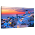 thumbnail image 1 of Elephant Stock Santorini Lights Wall Art - Horizontal Canvas Wall Art - Living Room Wall Decor - Beach Canvas - Blue And Orange Decor - 36" x 24", 1 of 8