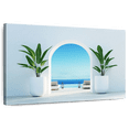 thumbnail image 1 of Elephant Stock Santorini Lounge Wall Art - Horizontal Canvas Wall Art - Living Room Wall Decor - Architecture Canvas - Blue And Green Decor - 51" x 34", 1 of 8