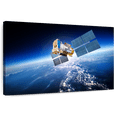 thumbnail image 1 of Elephant Stock Satellite Hovering Over Earth Wall Art - Horizontal Canvas Wall Art - Living Room Wall Decor - Astronomy & Space Canvas - Gray And Blue Decor - 24" x 16", 1 of 8