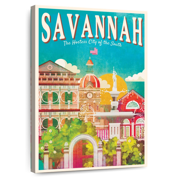 Elephant Stock Savannah Hostess City Wall Art - Vertical Canvas Wall Art - Living Room Wall Decor - Places Canvas - Green And Red Decor - 20" x 30"