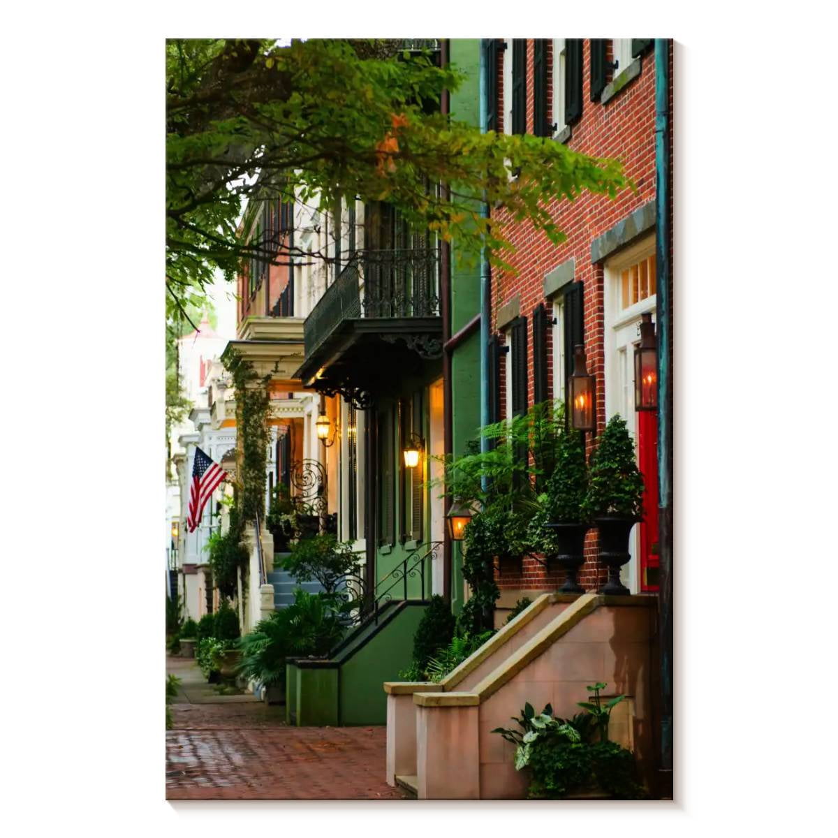 Elephant Stock Savannah Street Houses Wall Art - Vertical Canvas Wall ...