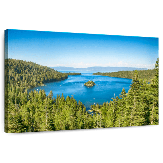 Elephant Stock Scenic View Of Emerald Bay Wall Art - Horizontal Canvas Wall Art - Living Room Wall Decor - Nature Canvas - Beige And Green Decor - 48" x 32"