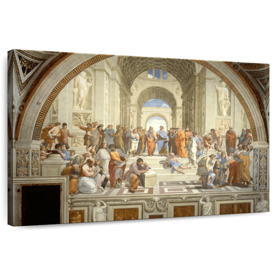 Elephant Stock The School Of Athens Wall Art - Horizontal Canvas Wall Art - Living Room Wall Decor - Architecture Canvas - Beige And Brown Decor By Raphael - 48" x 32"