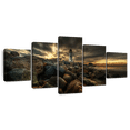 thumbnail image 1 of Elephant Stock Scituate Lighthouse Sunrise Wall Art - Horizontal Multi Panel Canvas - Living Room Wall Decor - Nautical Multi Panel - Beige And Yellow Decor - 55" x 24", 1 of 8